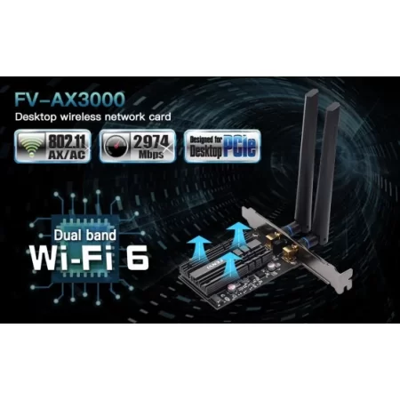 FENVI FV-AX3000S WIFI-6 PCIE WiFi Network Adapter Card with intel AX200 Chip set, Dual Band 2.4Ghz/5Ghz, Bluetooth 5.2, Maximum Speed 3000Mbps, High Gain Dual Band Antena and Efficient Head Sink & Letest WPA3 Security - Image 2