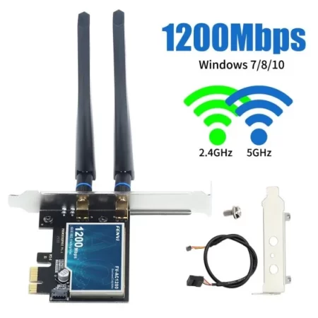 FENVI FV-AC1200S WIFI-5 PCIE WiFi Network Adapter Card with intel 7260AC Chip set, Dual Band 2.4Ghz/5Ghz, Bluetooth 4.0, Maximum Speed 1200Mbps, High Gain Dual Band Antena and Efficient Head Sink & Letest WPA2 Security - Image 2